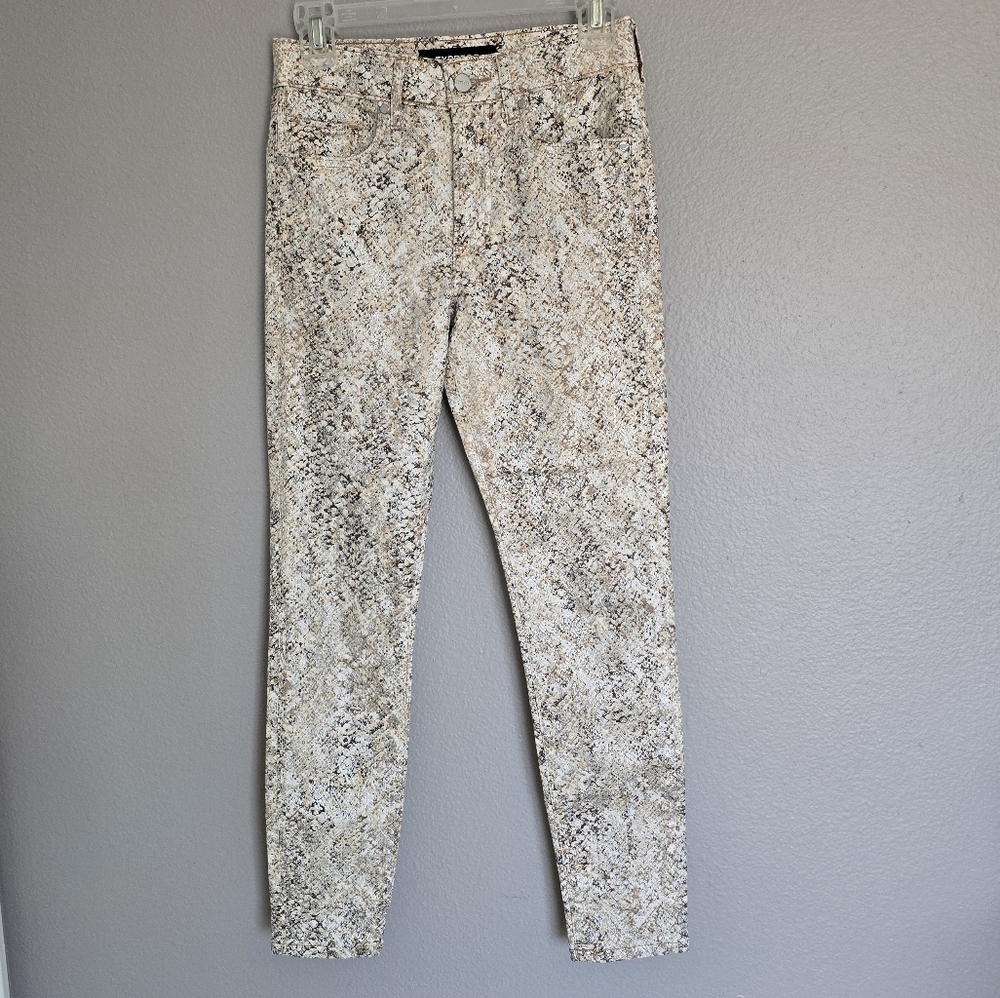 Express  Skinny Mid Rise Snakeskin Print Metallic Foil Skin  Denim Jeans/ 00R